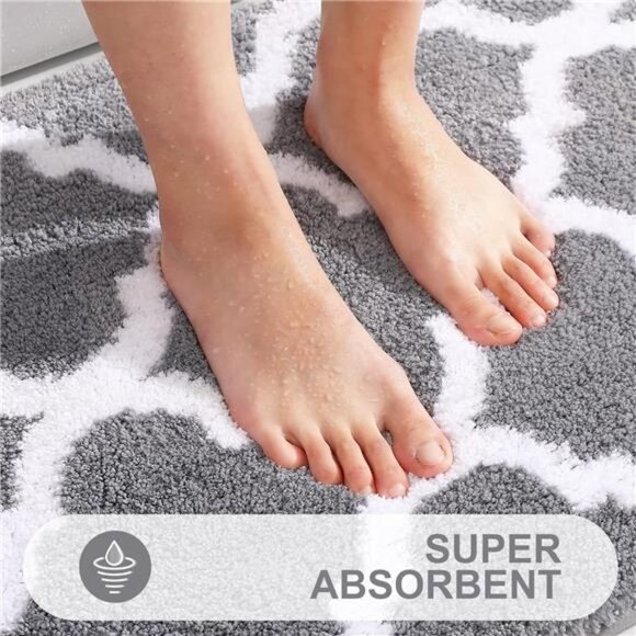 Bathroom Rugs Set 2 Piece Microfiber Bath Shower Mat and U-Shaped Toilet Rug - Picture 2 of 6